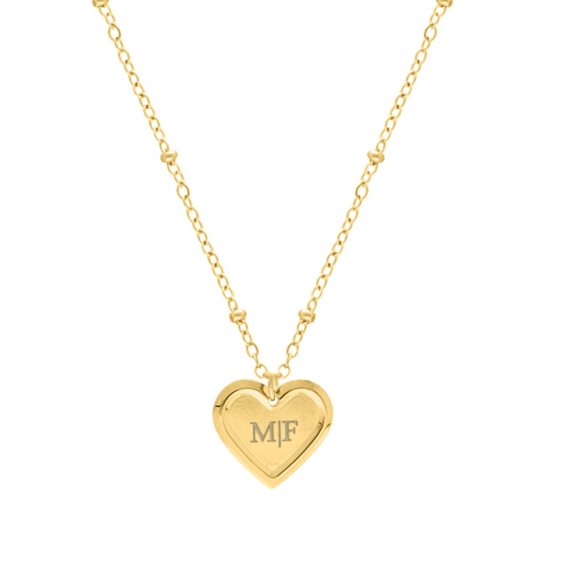 Graveerbare hartjes ketting met bolletjes goudkleurig