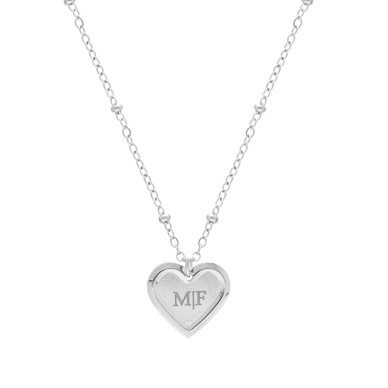 Graveerbare hartjes ketting met bolletjes