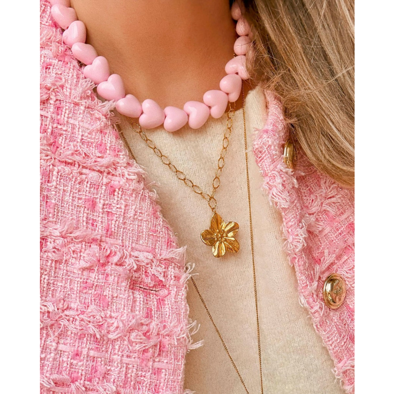Hartjes ketting roze
