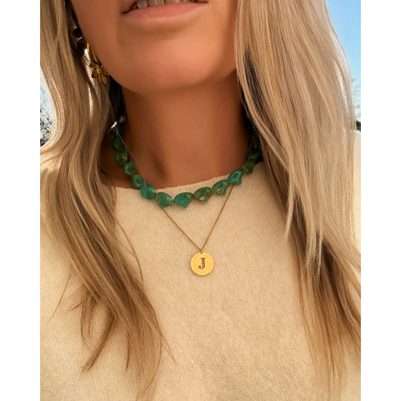Kralenketting organic blauw