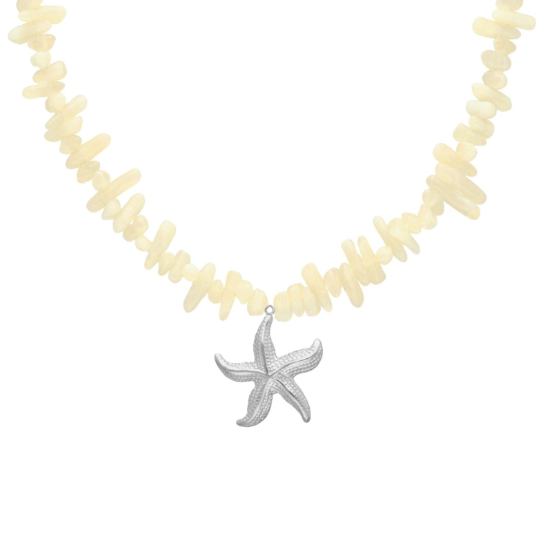 Kralenketting butter yellow met zeester