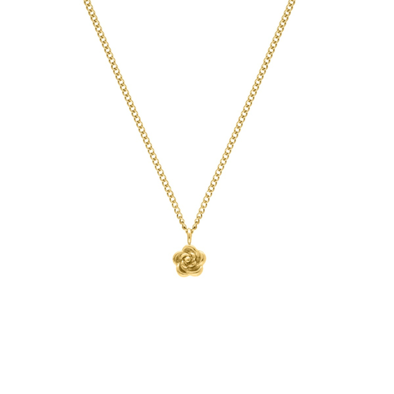 Gouden kettingen mix met bloem en initial