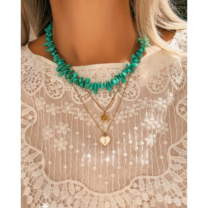 Kralenketting steentjes mix turquoise 