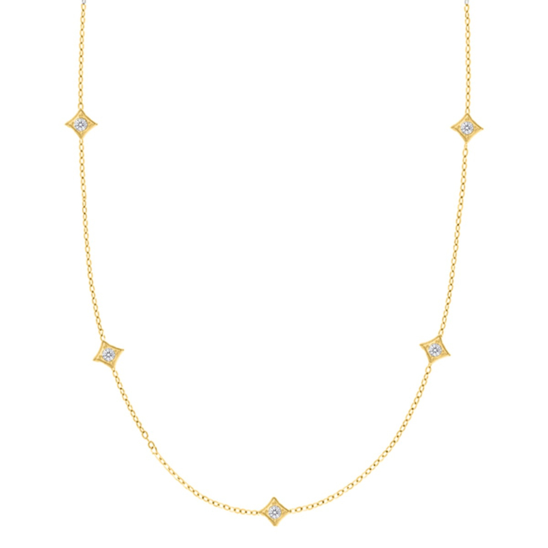 Minimalistische ketting met ruitjes goudkleurig