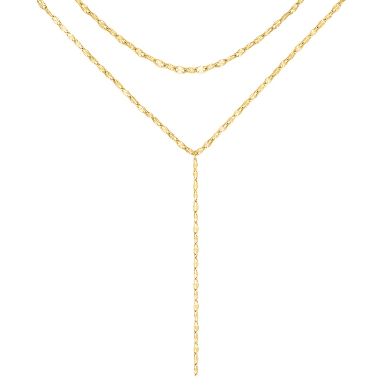 Fijne Y ketting goudkleurig