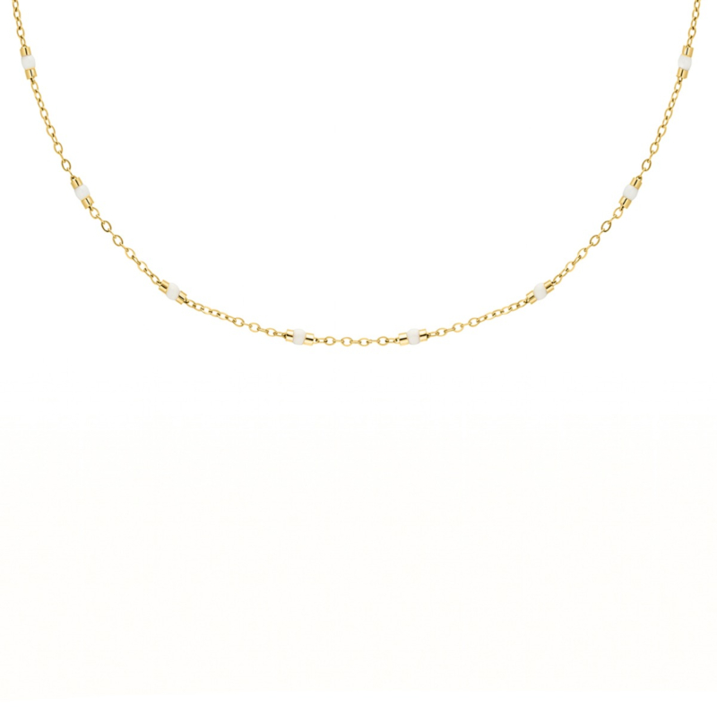 Ketting met witte schakels goudkleurig