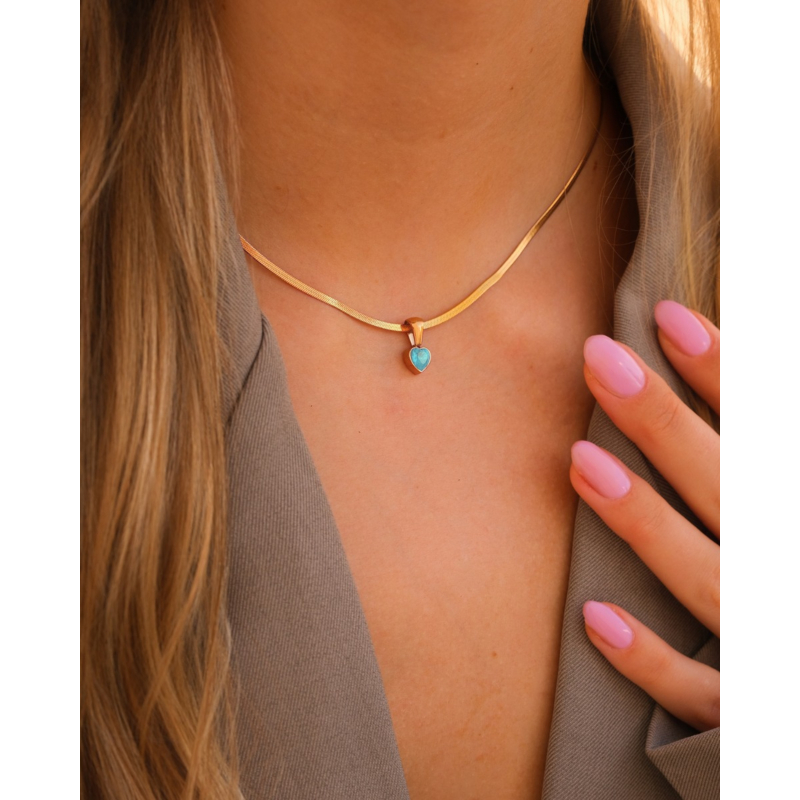 Geboortesteen ketting met hartje goudkleurig