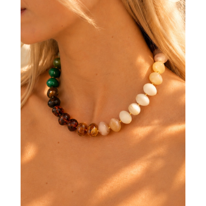 Kralen ketting rainbow goudkleurig
