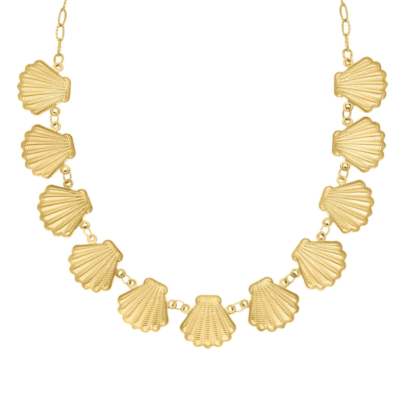 Schelpen ketting statement goudkleurig