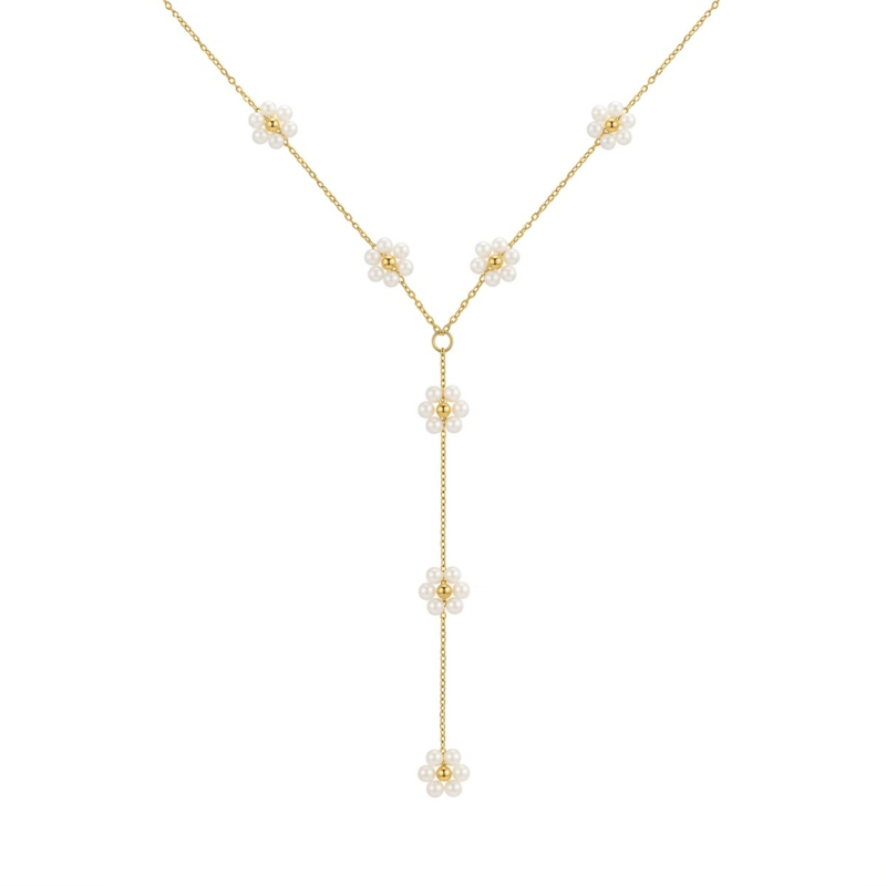 y ketting bloemen goudkleurig