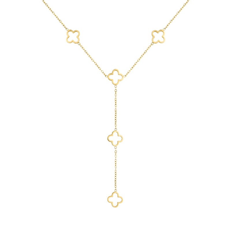 y ketting klavers goudkleurig