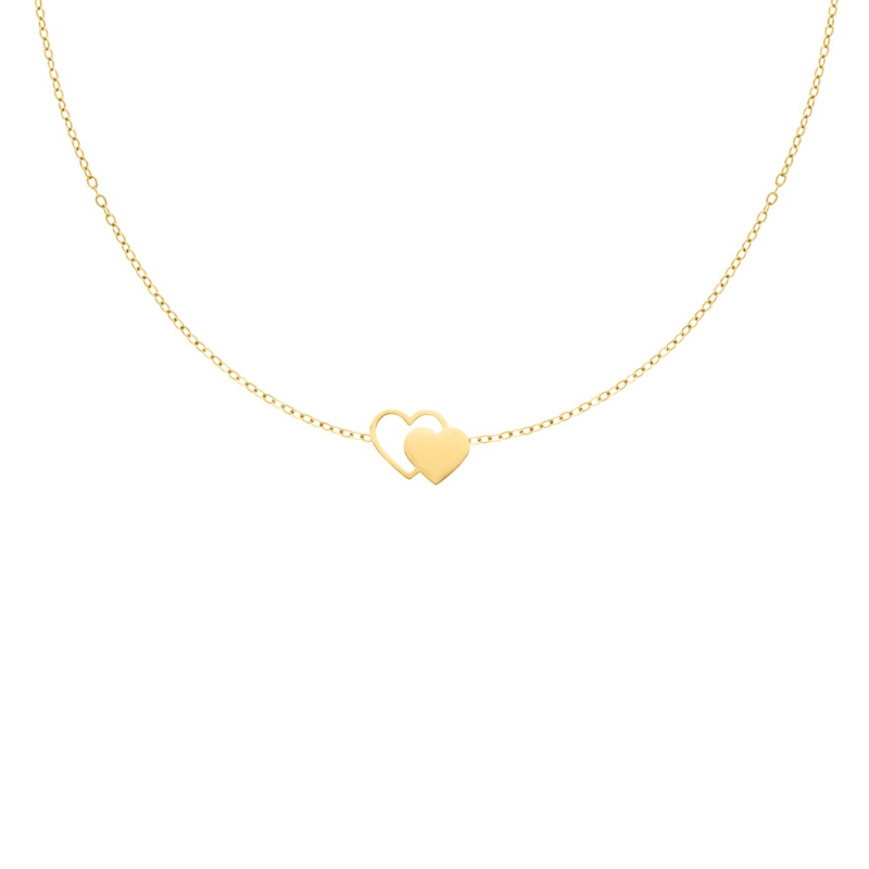 Ketting dubbele hartjes goudkleurig