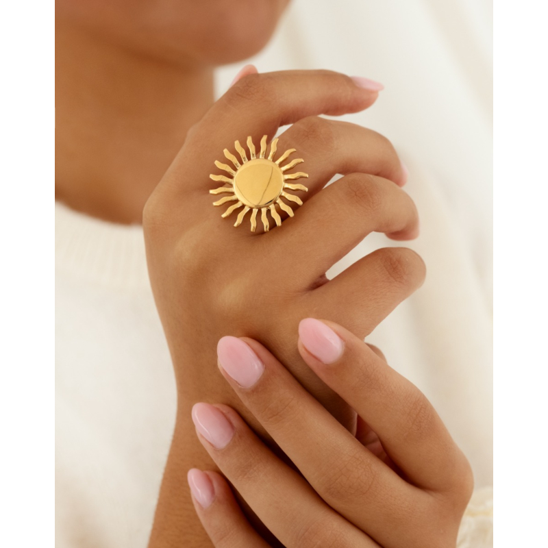 Zon ring statement goudkleurig