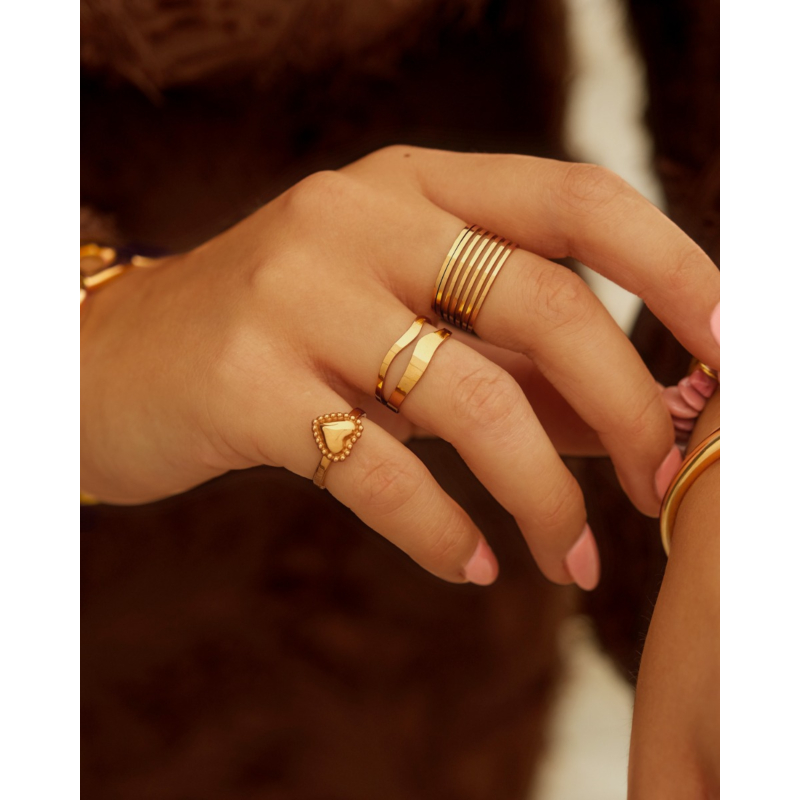 Verstelbare ring vintage hartje goudkleurig