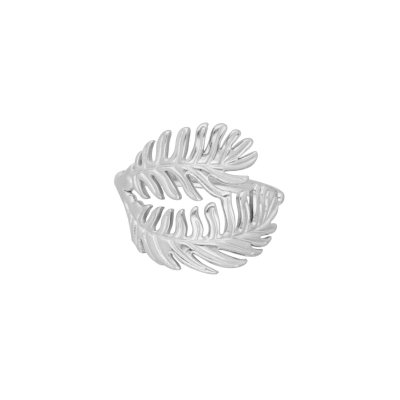 Zilveren ring met blaadjes