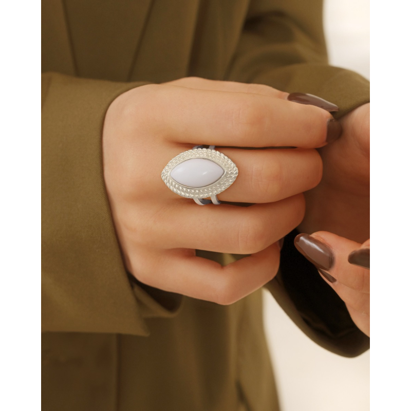 Statement ring witte steen