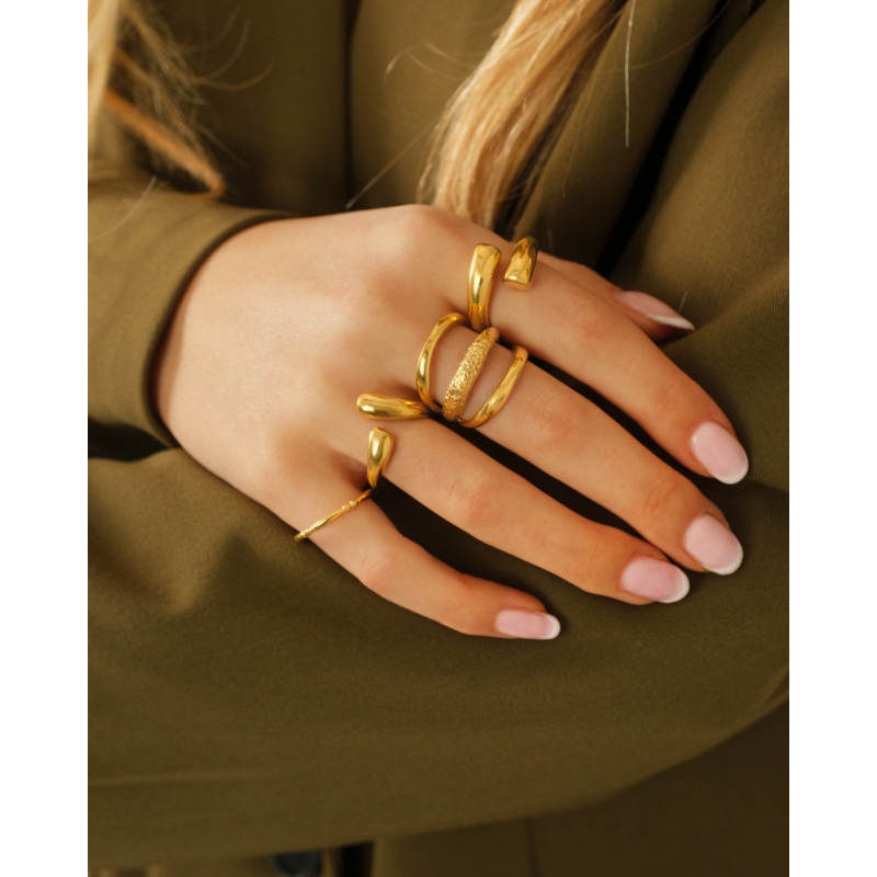 Double drop ring goudkleurig
