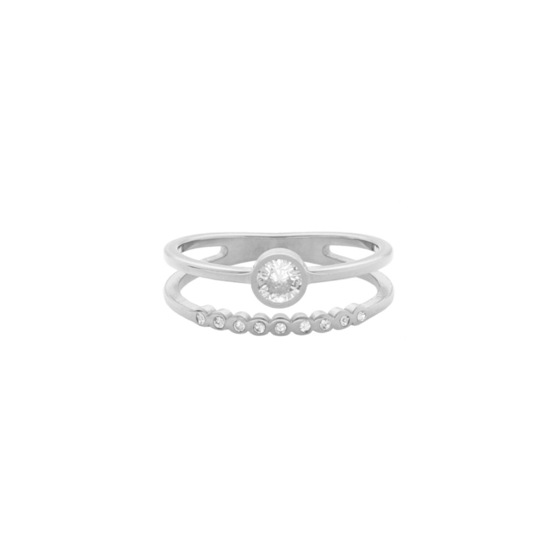 Dubbele ring met steentjes