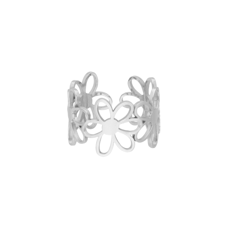 Bloemetjes ring zilver