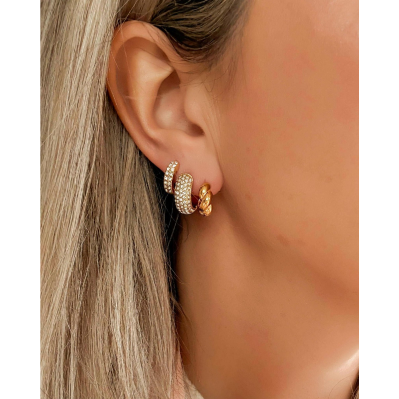 Oorbellen set met steentjes goudkleurig