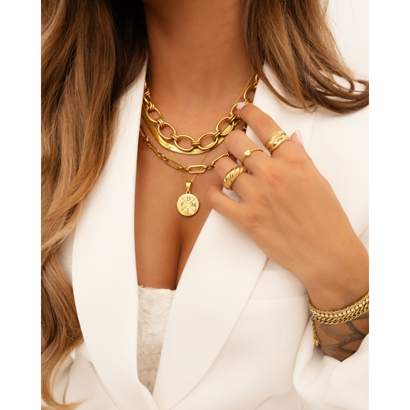 Ketting Met Vier Initialen Goud Kleurig