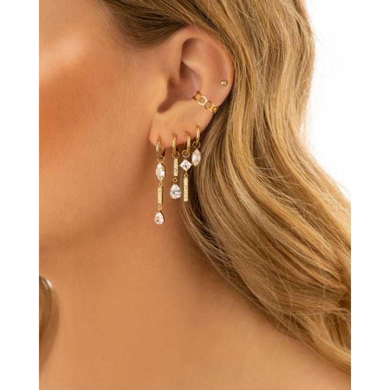 Ear cuff hexagon goud kleurig