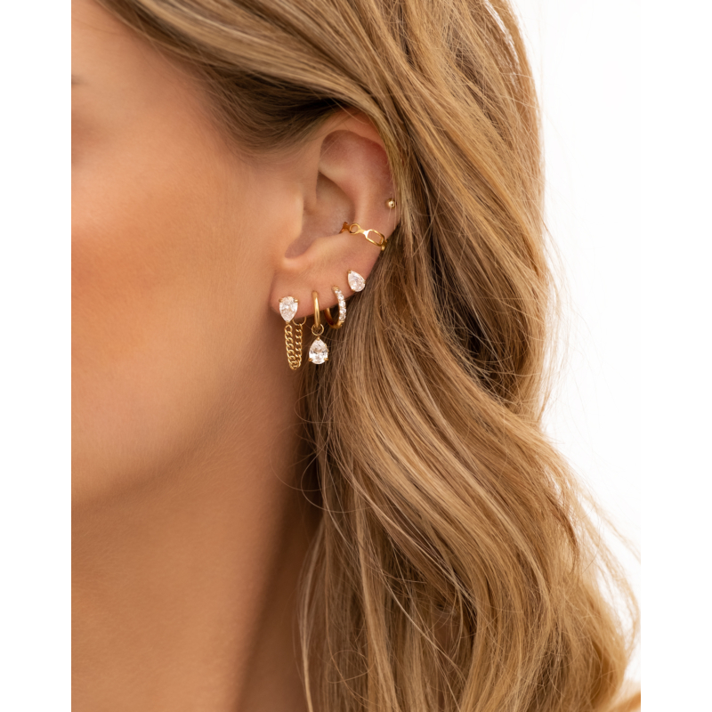Stud oorbellen met druppel steentje small goudkleurig