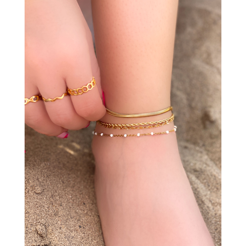 Enkelbandje double chain goud kleurig