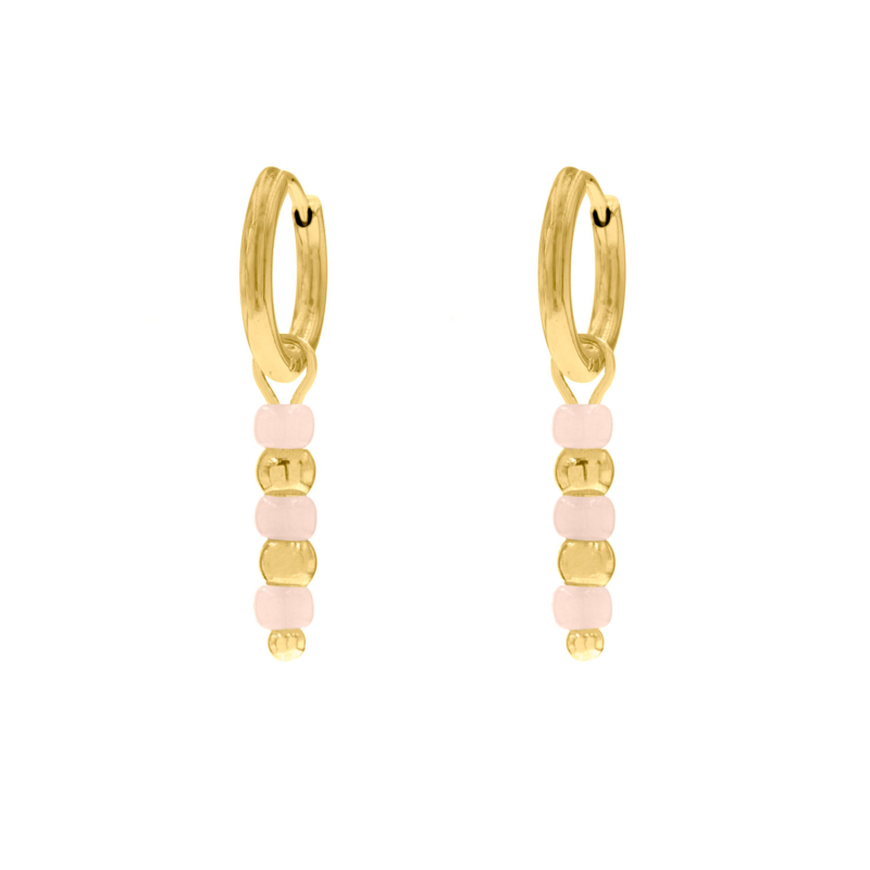 Gouden oorbellen met roze steentjes