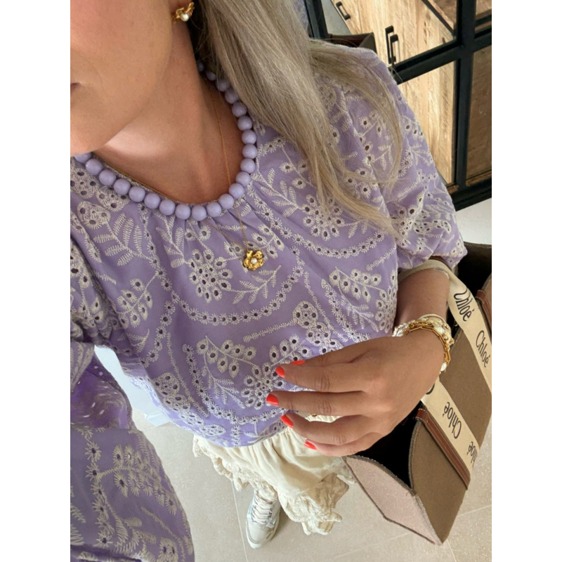 Ketting candy kralen paars goudkleurig