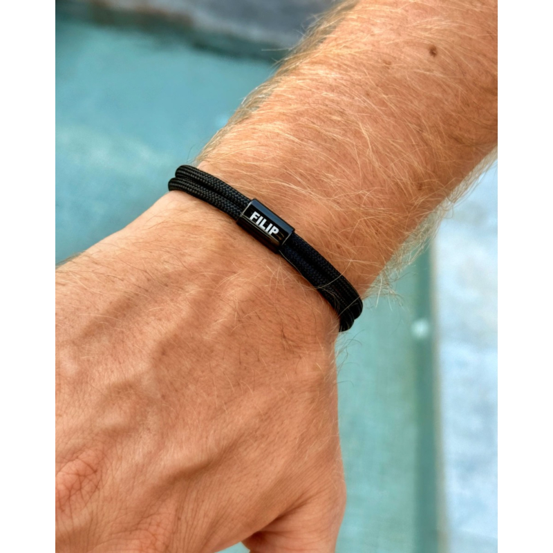 Naam armband heren zwart