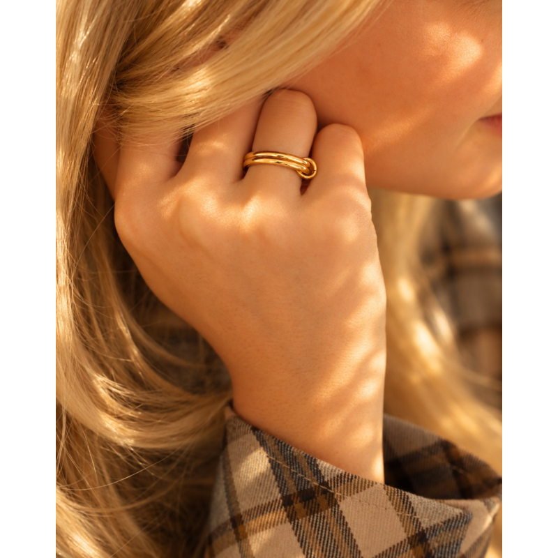 Dubbele ring minimalistisch goudkleurig
