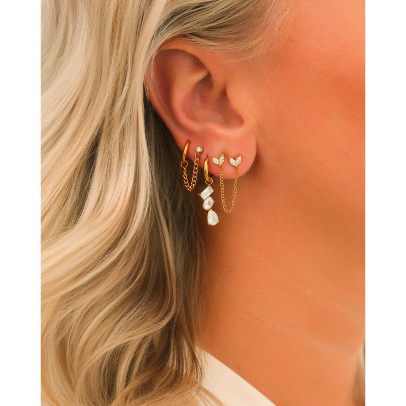 Triple gem earrings goldplated