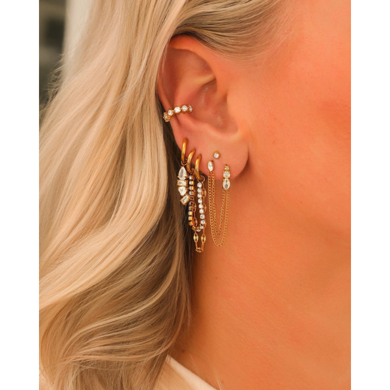Double hoop tennis & chain goldplated
