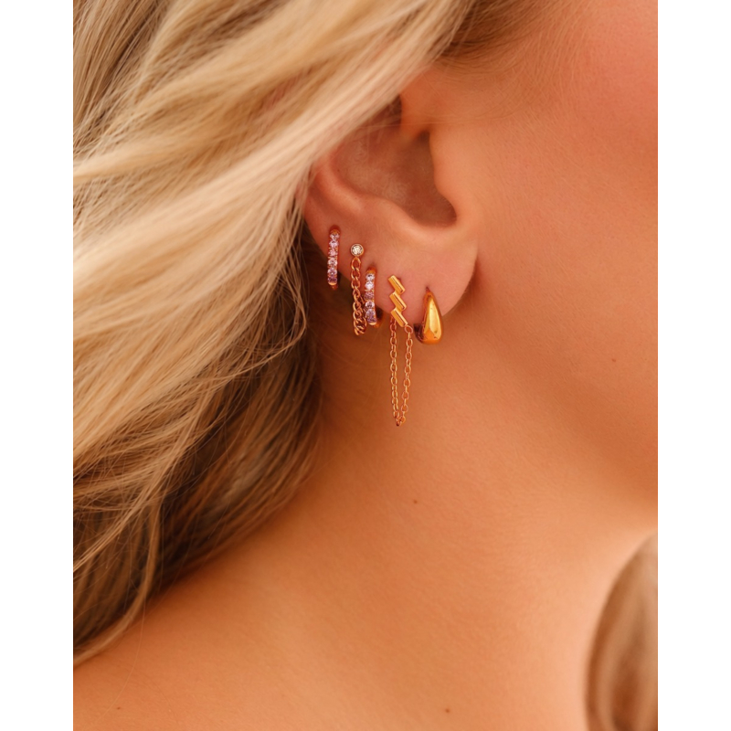 Shiny oorringetjes 10 mm paars roze goudkleurig