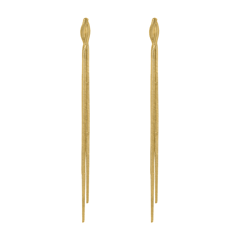 Oorhangers snake chain goudkleurig