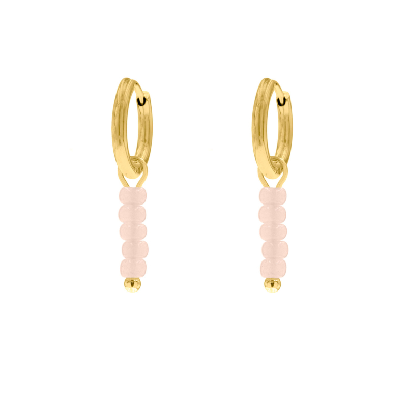Oorringetjes roze steentjes goud