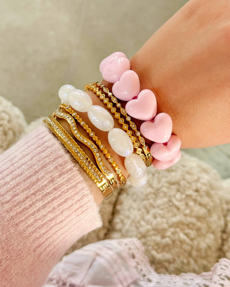 Armparty met witte kralen armband