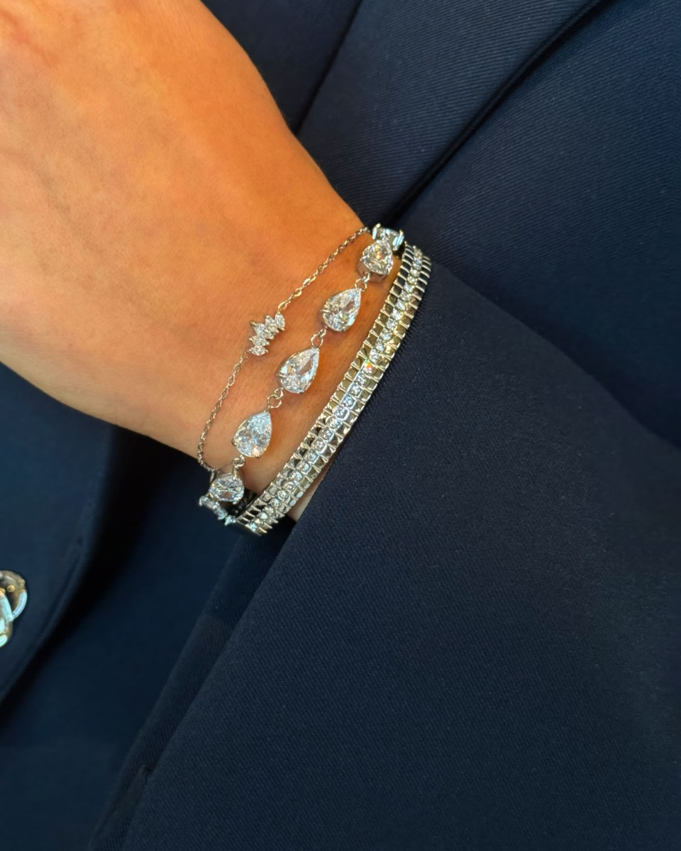 Zilveren steentjes armparty