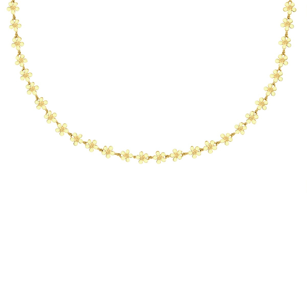 Flower necklace yellow goudkleurig