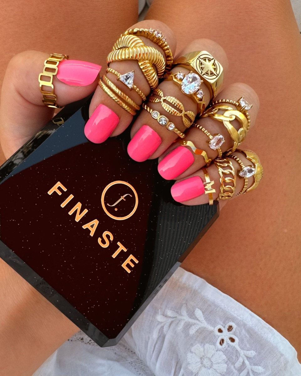 Influencer ring triangle goudkleurig