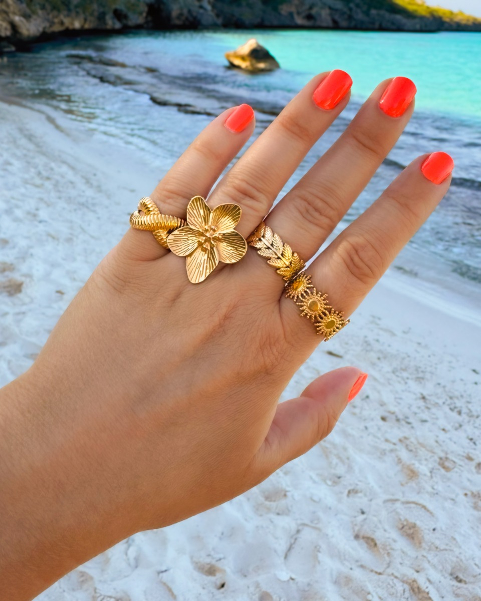 Gouden zomerse ringparty op het strand