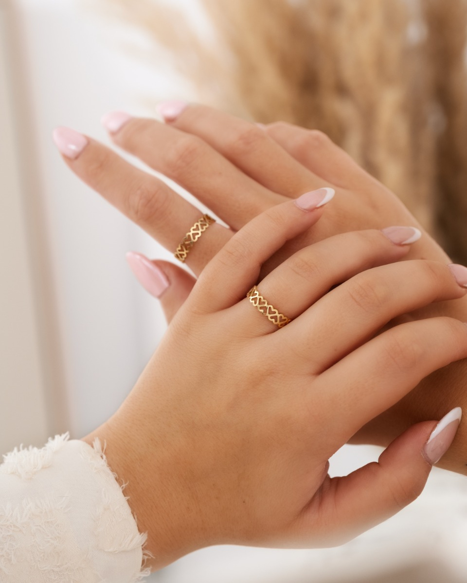 Gouden ringen set hartjes
