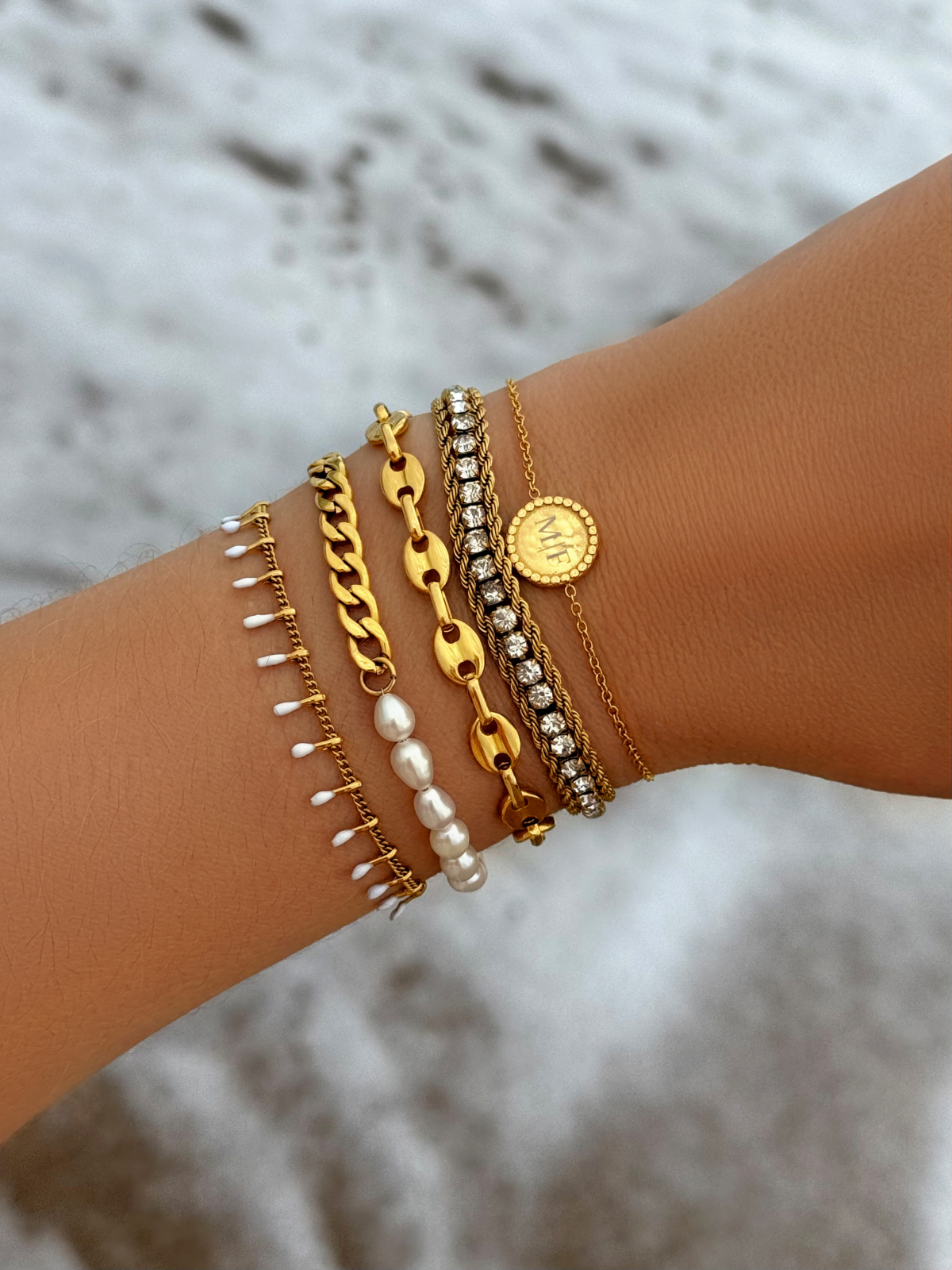 Armparty goud en wit mix