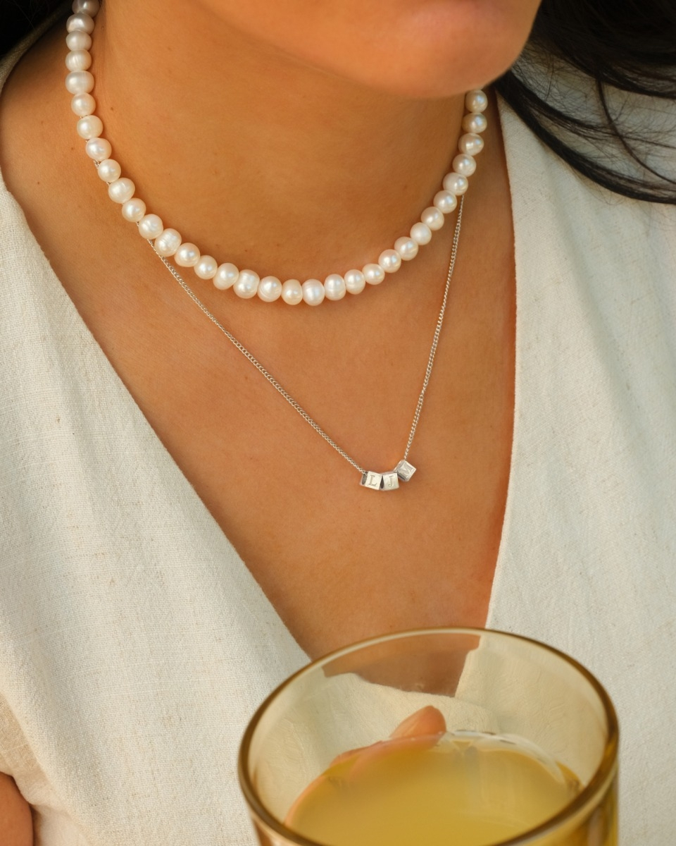 Zilveren cube ketting