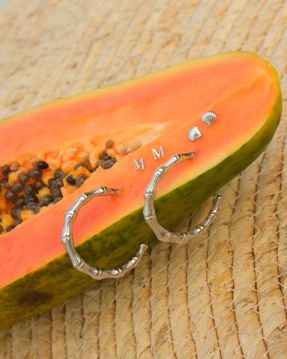 zilveren oorbellen in papaya