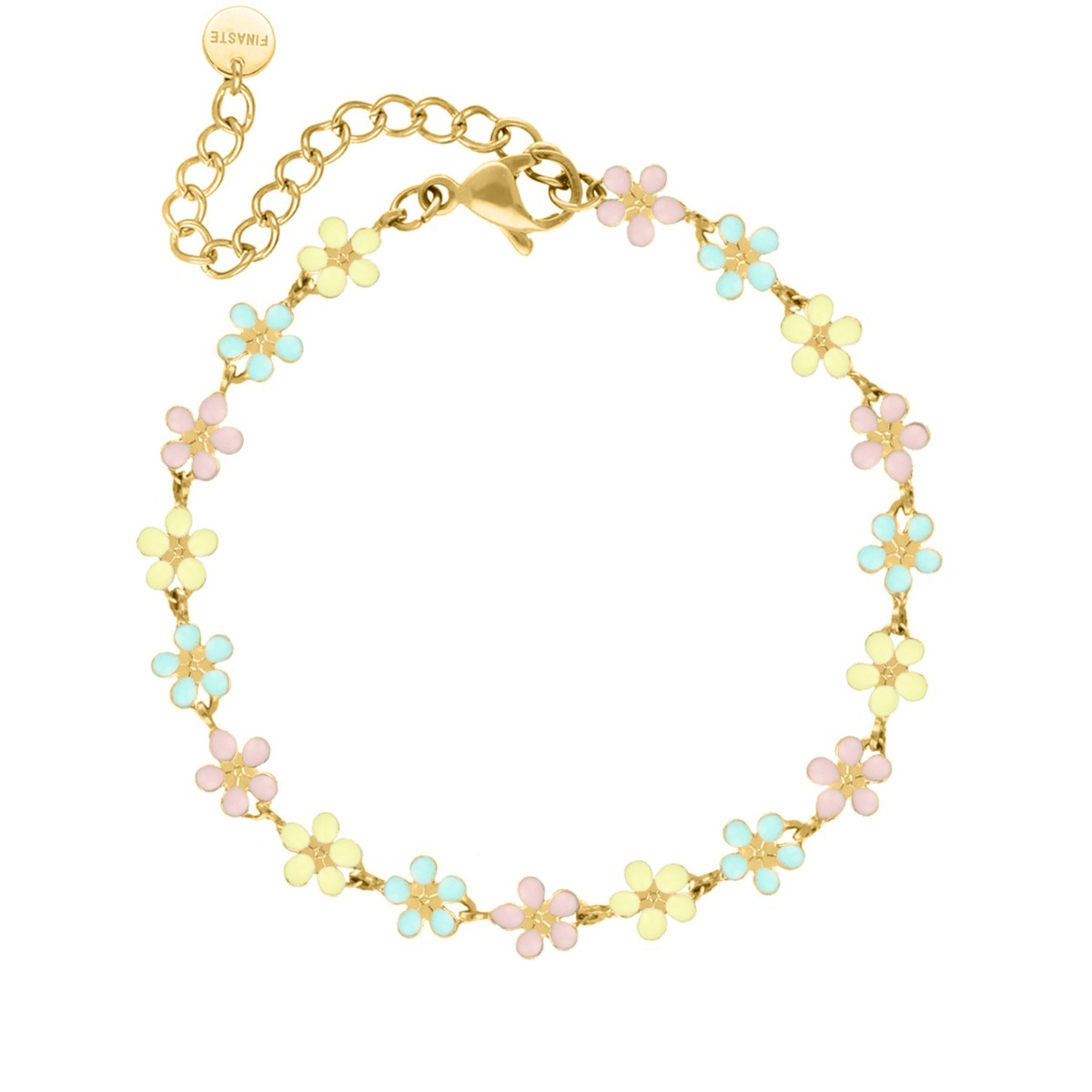 Flower enkelbandje pastel goudkleurig