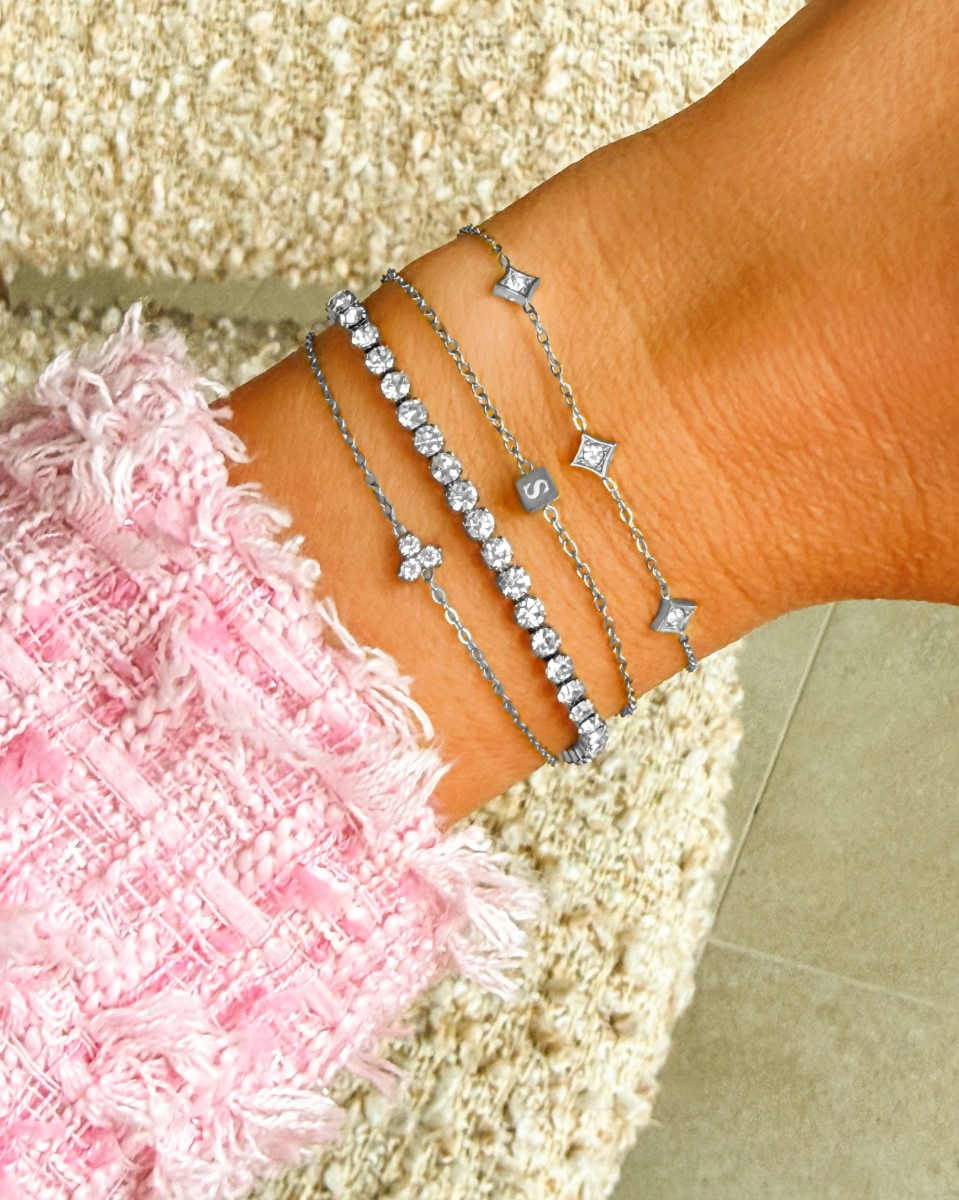 Armparty steentjes zilver