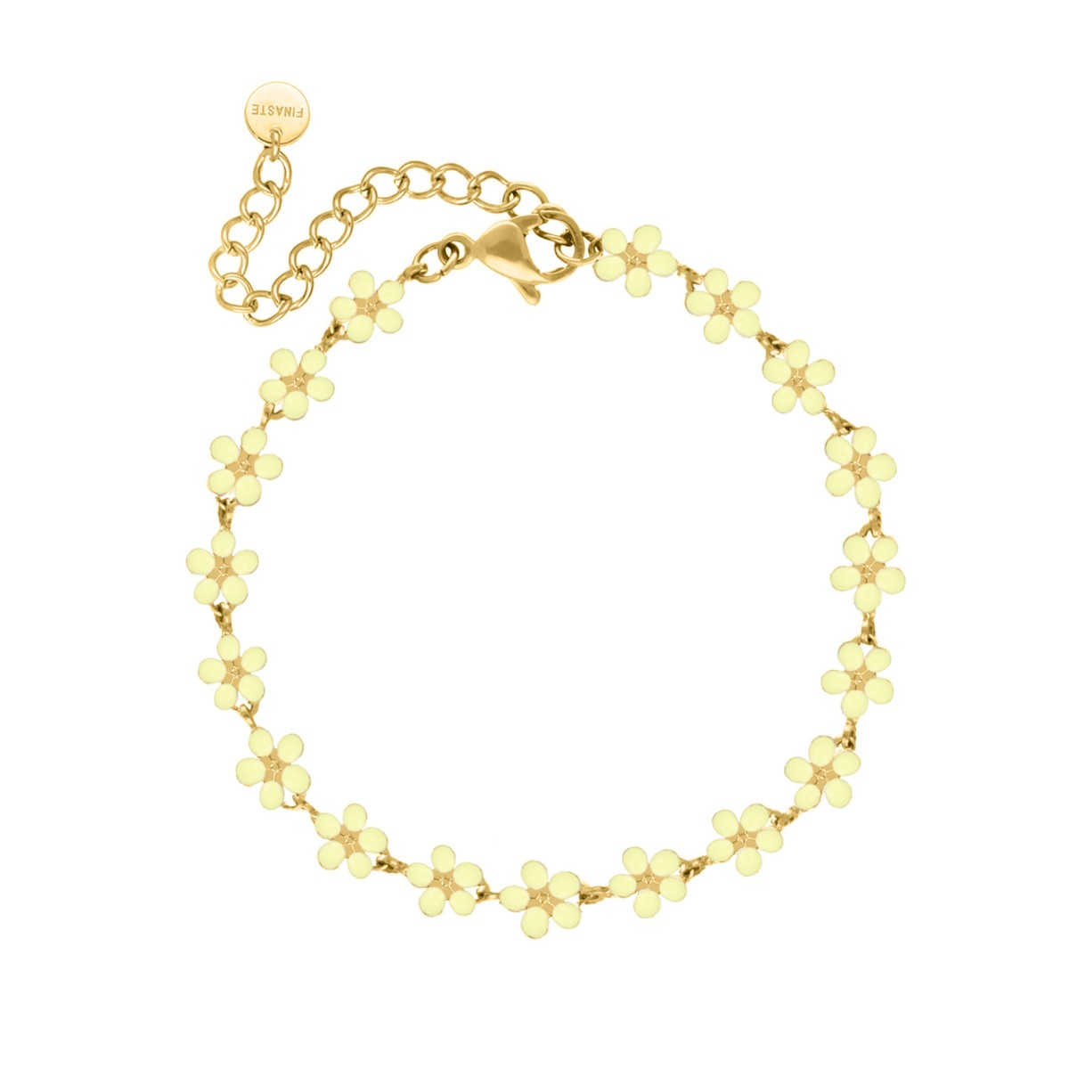 Flower bracelet yellow goudkleurig