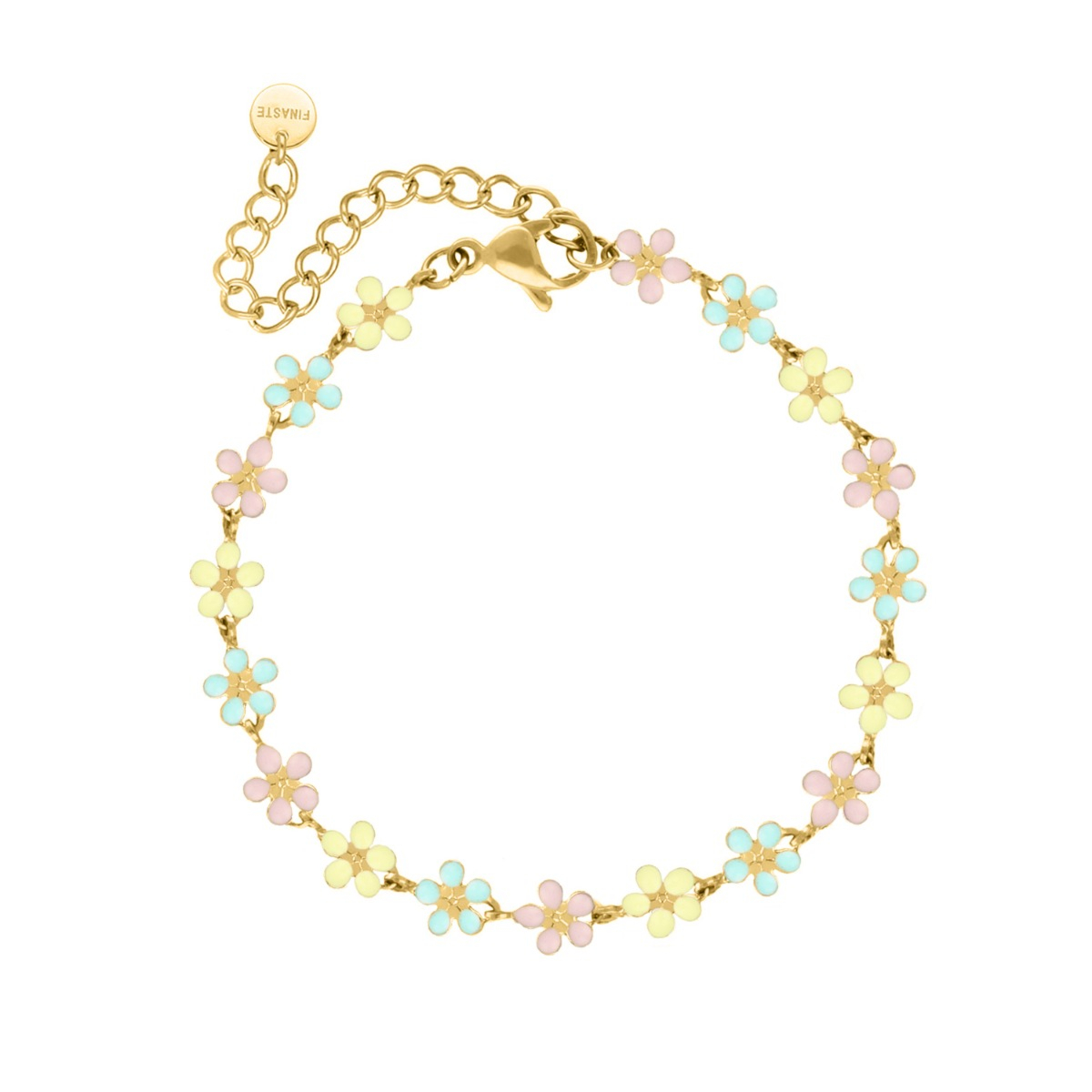 Flower bracelet pastel goudkleurig